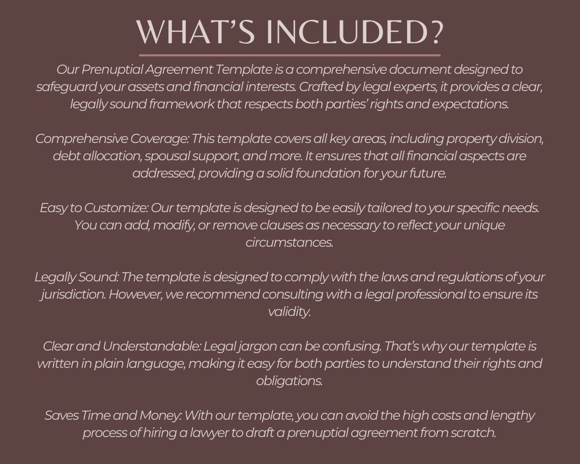 Prenuptial Agreement | Legal Document Lawyer Certified Binding Contract | Save Money on Legal Fees Instant Printable Download Easy Edit