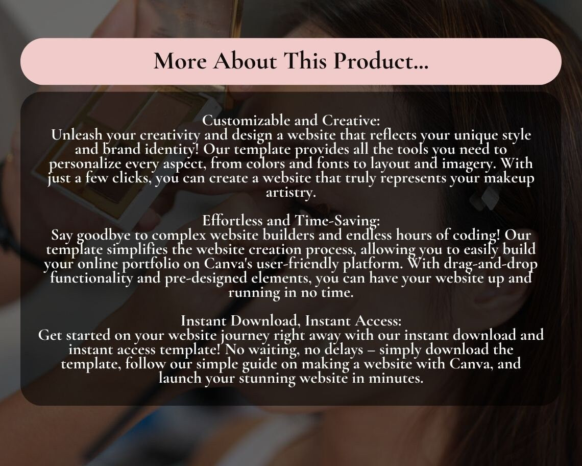 Canva MUA Website Template | Website Landing Page For Make Up Artist | Easy One Page Web Design | Create a MUA Easily With Canva