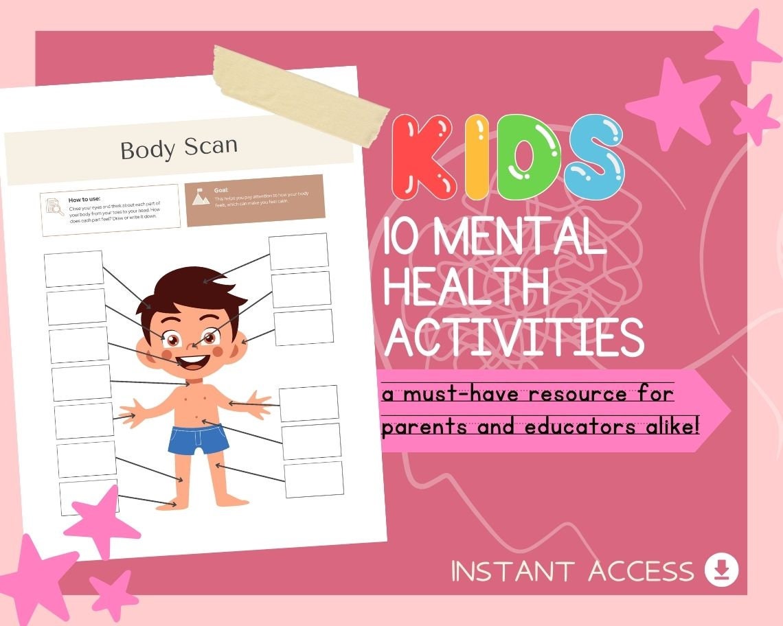 Kids 10 Mental Health Activities | Children's Learning Sheet | Teach Kids & Toddlers Pages | Kids Educational Templates For Mental Health