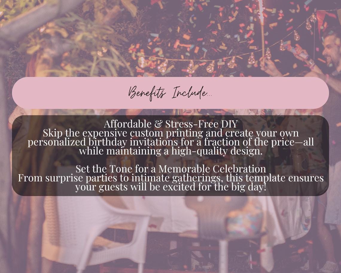 Birthday Invitation Template | Editable Canva Design | Instant Download | Customizable Printable Invite