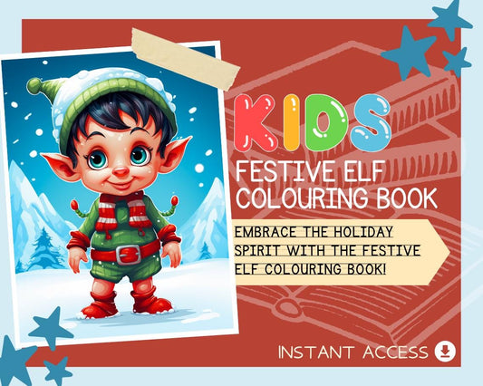Festive Elf Colouring Book | 16 Santa's Elves Themed Graphic Pages | Kids & Adults Art Books | Printable Drawing Colour Sheets All Ages |