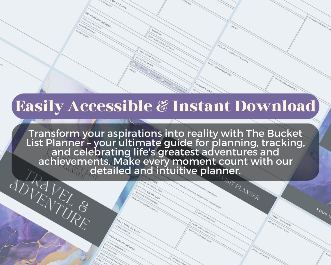 Bucket List Planner | Goodnotes, Ipad, Notability, Canva | Dreams & Goals Planner | Checklist For Life Aspirations and Milestones Tracker