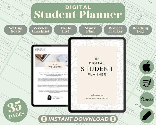Student Planner | Goodnotes, Ipad, Notability, Canva | Daily/Weekly/Monthly Planner | University College Studying & Organisation Tracker