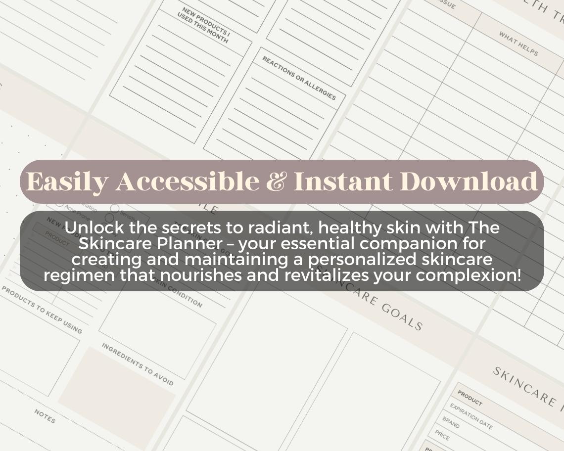 Skincare Planner | Goodnotes, Ipad, Notability, Canva | Daily/Weekly/Monthly Planner | Skin Care Routine Exfoliation Facial Beauty Tracker