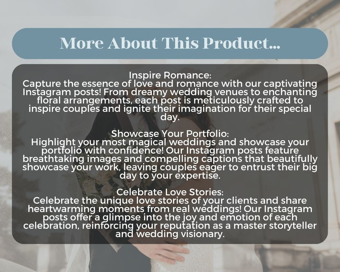 Wedding Planner Instagram Posts | 30 Social Media Graphics | Bridal Insta Post Templates | Instagram Story and Post Designs For Viral IG