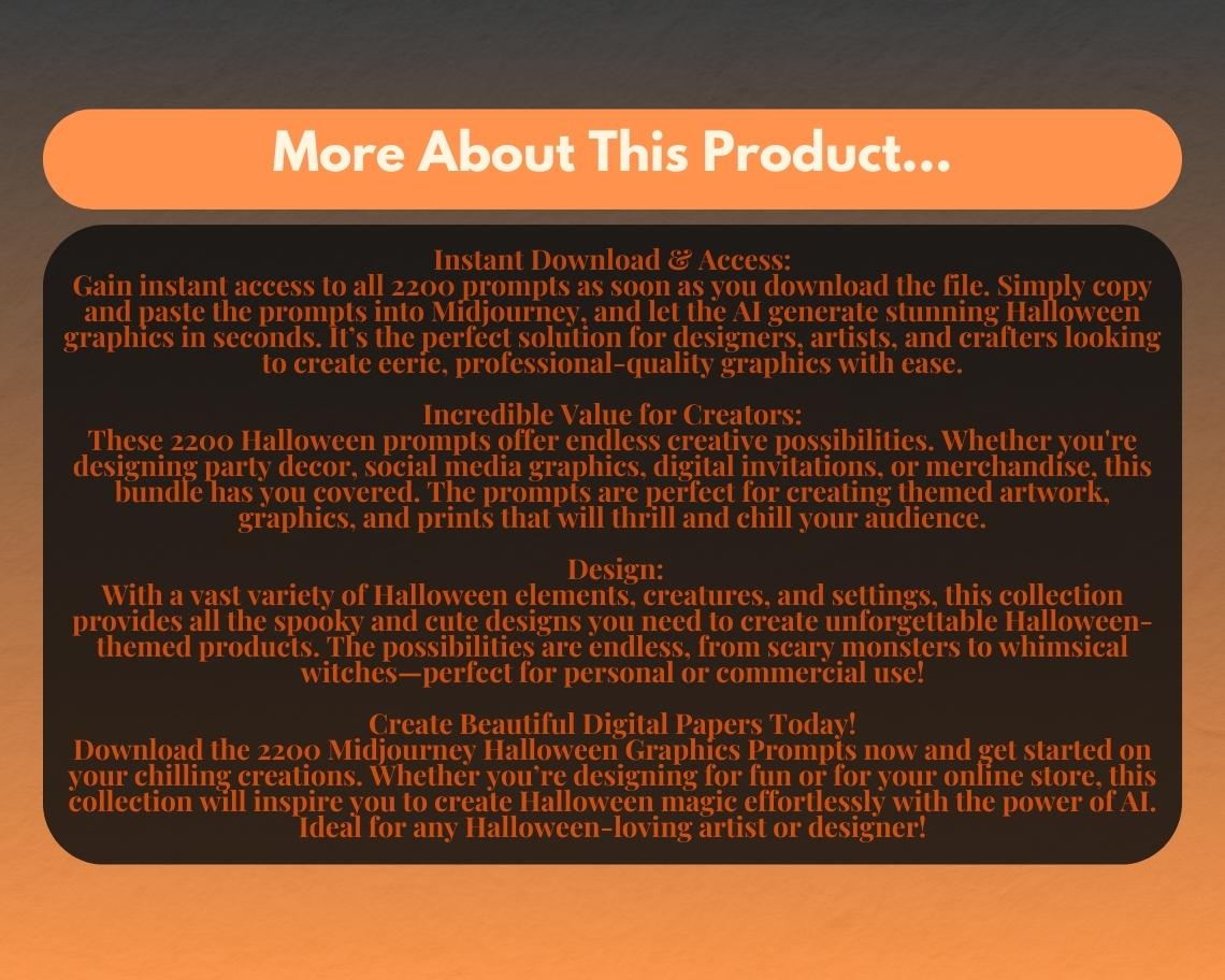 2200 Midjourney Halloween Prompts | AI Graphic Design Prompt Bundle | Automated Intelligence Prompts For Digital Halloween Graphics |