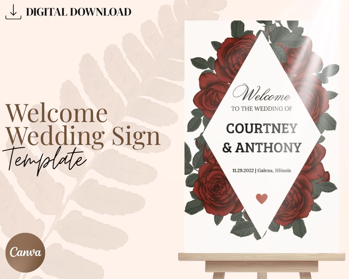 Editable Wedding Sign Template | Instant Download | Personalized Ceremony & Reception Signage