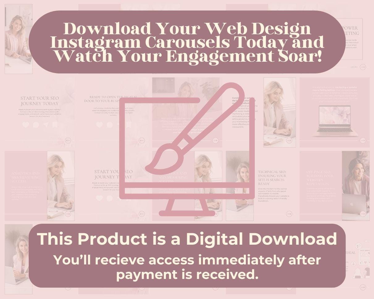 Web Design Instagram Carousels | 44 Social Media Graphics |  Web Developer Insta Templates | Instagram Carousel Designs For Viral IG