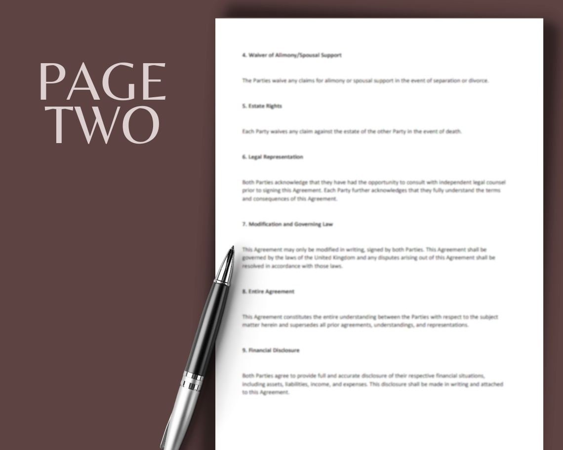 Prenuptial Agreement | Legal Document Lawyer Certified Binding Contract | Save Money on Legal Fees Instant Printable Download Easy Edit