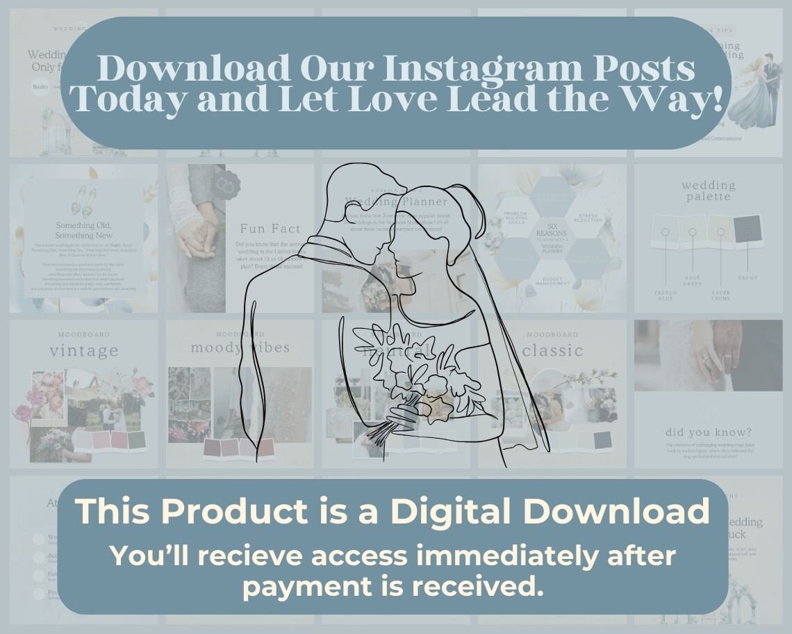 Wedding Planner Instagram Posts | 30 Social Media Graphics | Bridal Insta Post Templates | Instagram Story and Post Designs For Viral IG