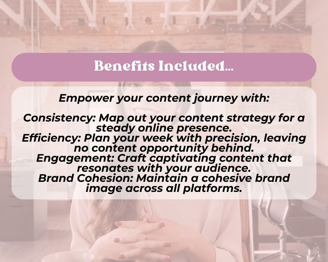 Weekly Content Calendar | 14 BONUS Content Templates | Plan Your Content Schedule | Social Media Post Planner | Plan Content Week by Week |