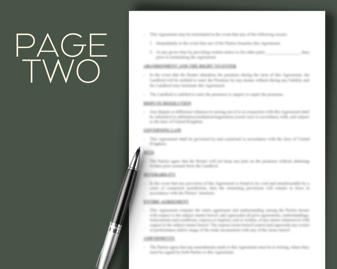 Rental Agreement | Legal Document Lawyer Certified Binding Contract | Save Money on Legal Fees Instant Printable Download Easy Edit