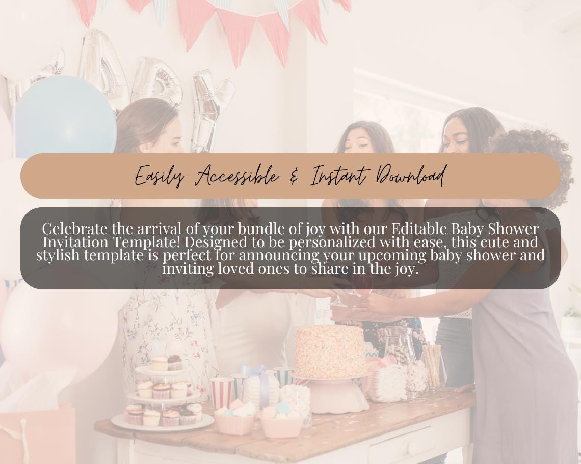 Baby Shower Invitation Template | Editable Canva Design | Instant Download | Customizable Printable Invite