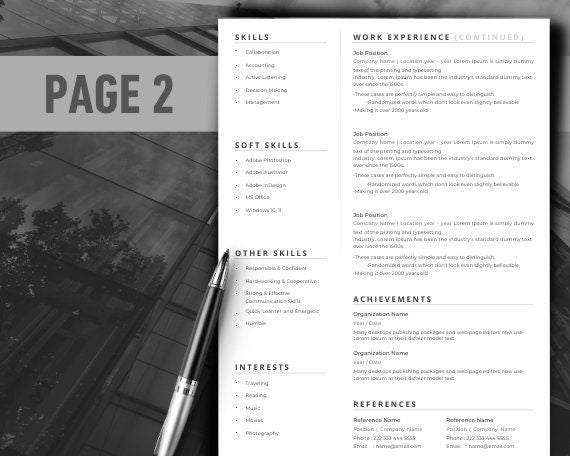 Professional Resume Template, Cover Letter Template for Word & Pages, CV Template with Photo, Resume and CV Template
