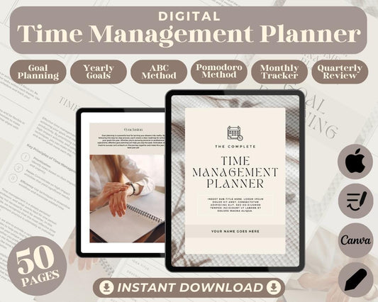 Time Management Planner | Goodnotes, Ipad, Notability, Canva | Organisation Planner | Time Organiser Tool + FREE BONUS Time Sheet