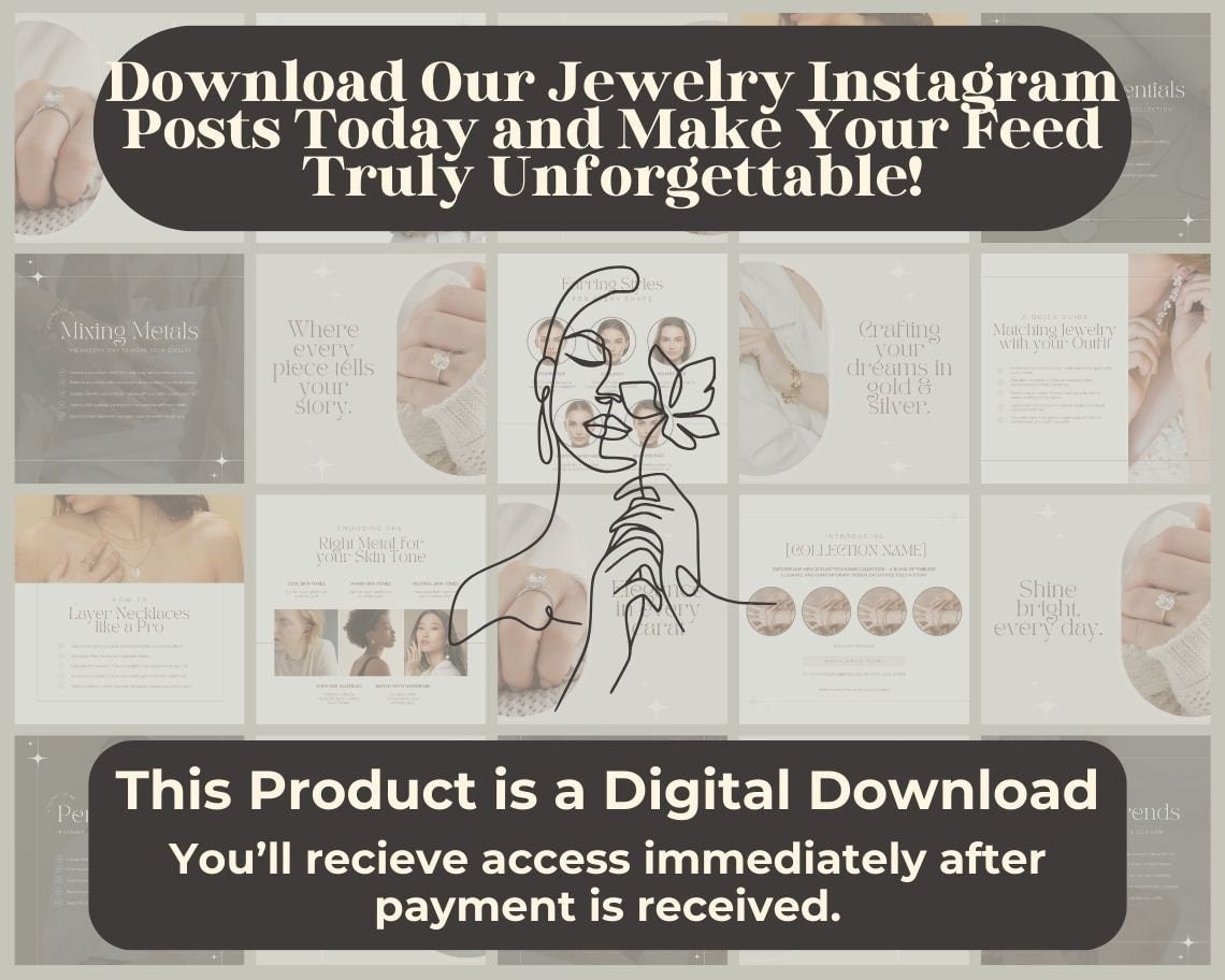 Jewelry Instagram Posts | 51 Social Media Graphics | Jewellery Insta Post Templates | Instagram Story and Post Designs For Viral IG