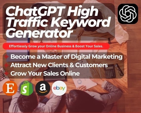 ChatGPT SEO High Traffic Keyword Generator | Create SEO Optimized Keywords | AI Development Tool for Time Saving and Passive Income