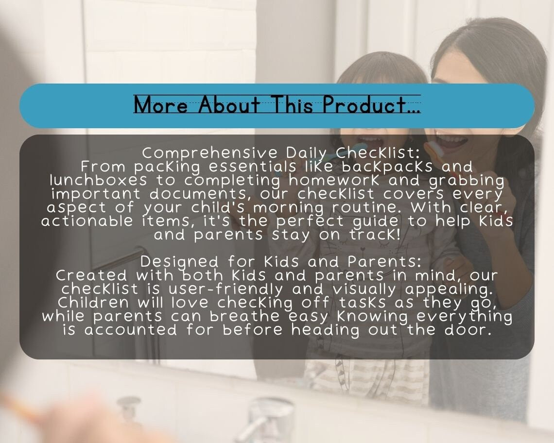 Kids Daily School Checklist | Children's Learning Sheet | Teaching Kids & Toddlers Pages | Kids Educational Templates For Organisation