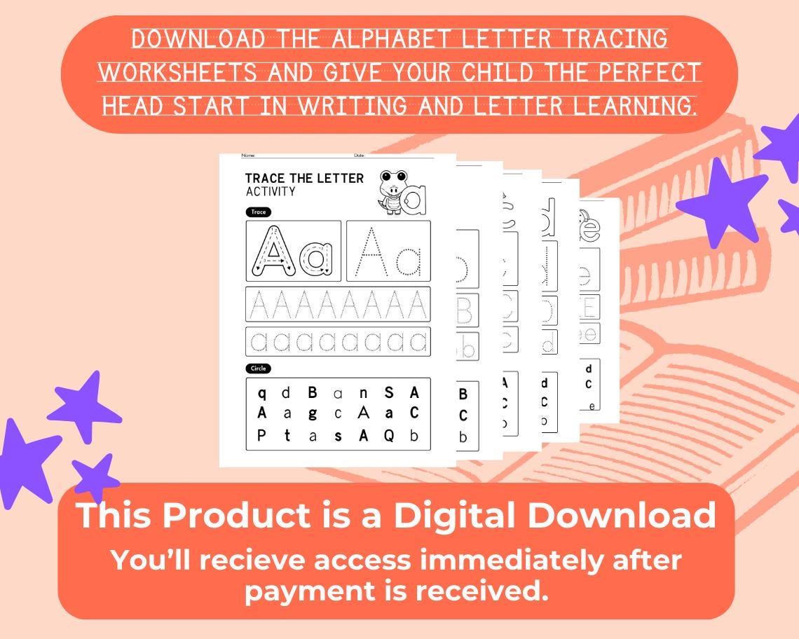 Alphabet Letter Tracing Worksheets | 26 Printable A–Z Pages | Handwriting Practice for Preschool & Kindergarten