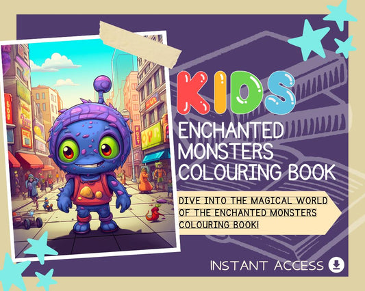 Enchanted Monsters Colouring Book | 33 Monster Themed Graphic Pages | 2 Kids & Adults Art Books | Printable Drawing And Colour Sheets |
