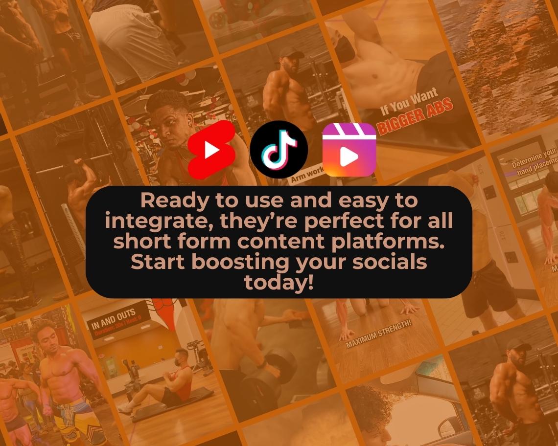 2200 Gym & Fitness Reels | DFY Done For You Viral Clips | TikTok Instagram Reels Facebook Youtube Shorts | English Videos Ready To Post