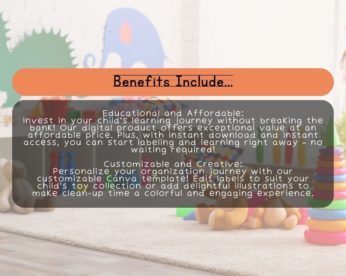Kids 90 Toy Bin Labels | Children's Learning Sheet | Teach Kids & Toddlers Pages | Kids Educational Templates For Labelling Items