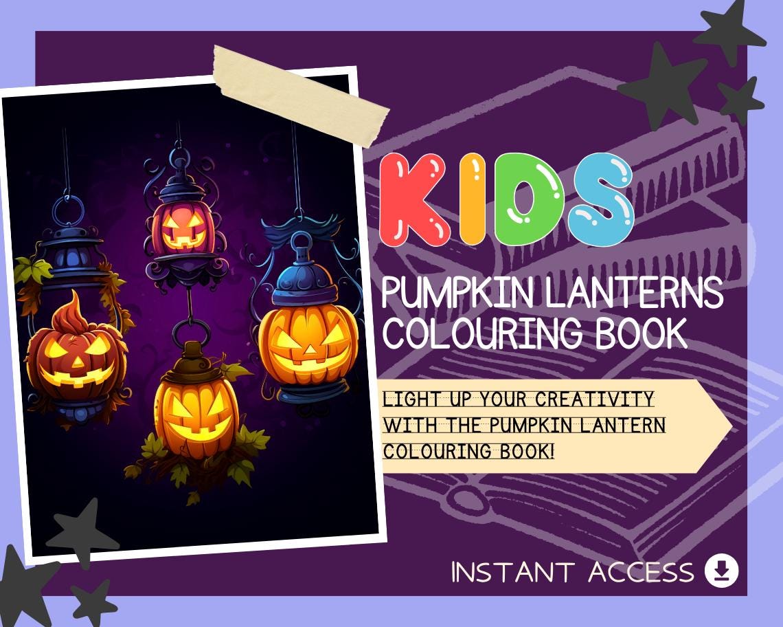 Pumpkin Lanterns Colouring Book | 13 Jack O'Lantern Themed Graphic Pages | Kids & Adults Art Books | Printable Drawing Colour Sheets  |