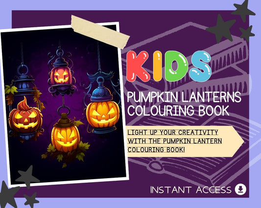 Pumpkin Lanterns Colouring Book | 13 Jack O'Lantern Themed Graphic Pages | Kids & Adults Art Books | Printable Drawing Colour Sheets  |