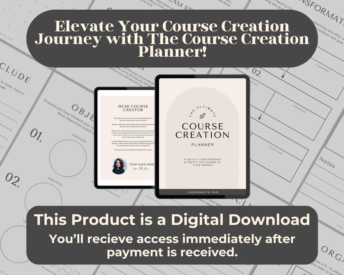 Course Creation Planner | Goodnotes, Ipad, Notability, Canva | Daily/Weekly/Monthly Planner | Course Maker Ebook and Guide Tracker