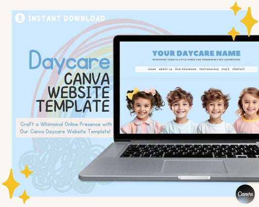 Canva Daycare Website Template | Website Landing Page For Preschool & Nursery | Easy One Page Web Design | Create a Daycare Site With Canva