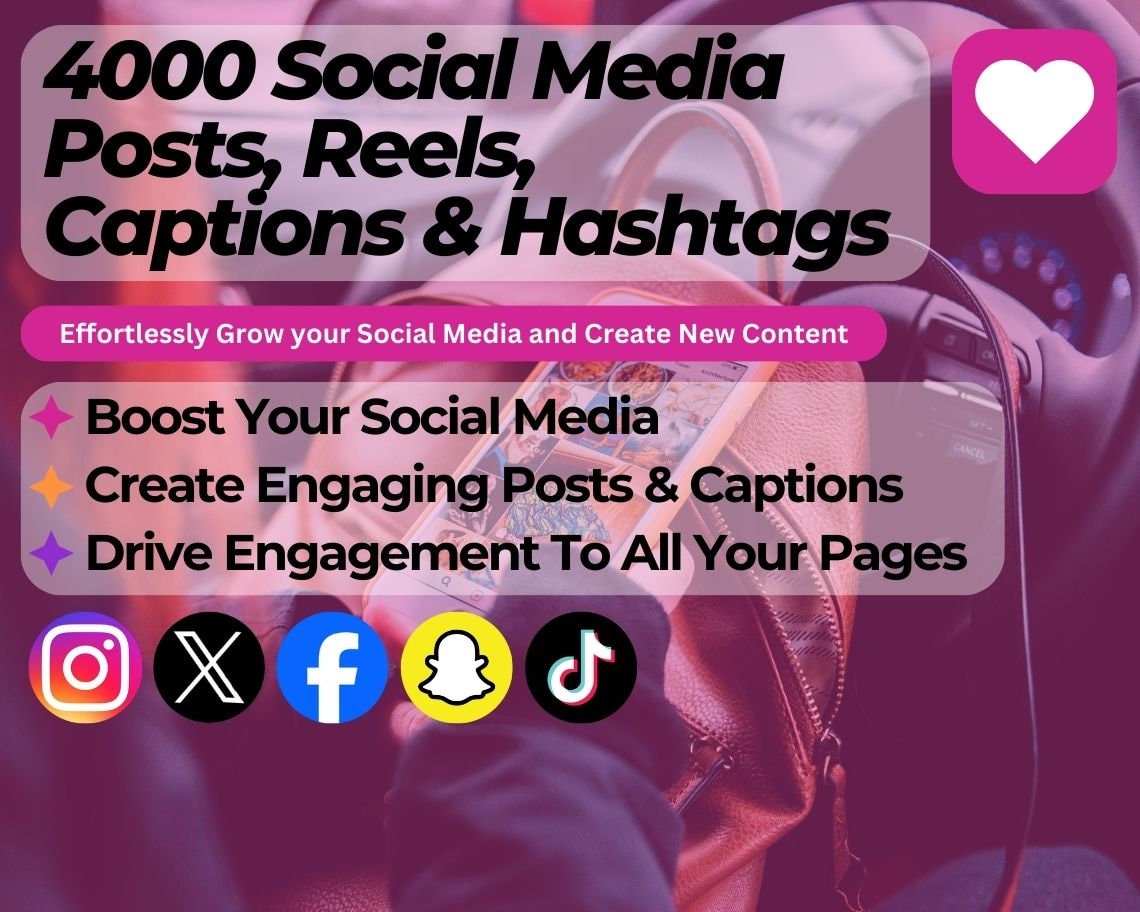 4000 Social Media Posts & Reels Ideas, Captions and Hashtags | Instagram Content Inspiration Cheat Sheet | Facebook and Insta Reels Ideas