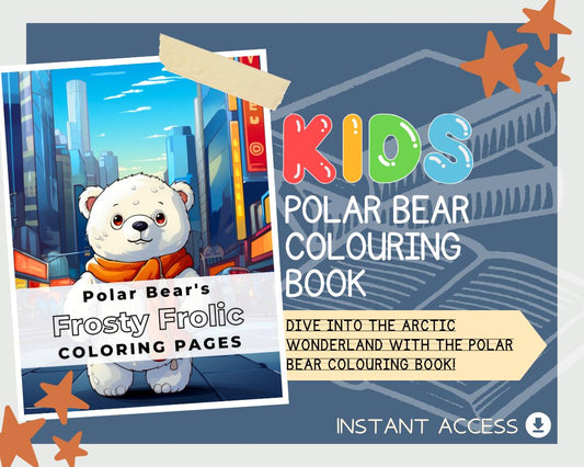 Polar Bear Colouring Book | 12 Arctic Themed Graphic Pages | Kids & Adults Art Books | Printable Drawing Colour Sheets All Ages |