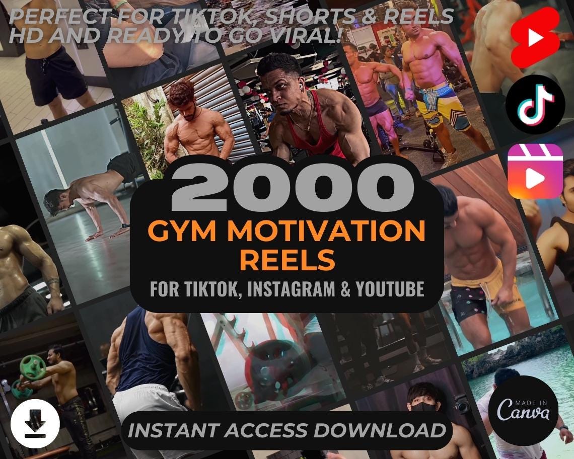 2000 Gym Motivation Reels | DFY Done For You Viral Clips | TikTok Instagram Reels Facebook Youtube Shorts | English Videos Ready To Post