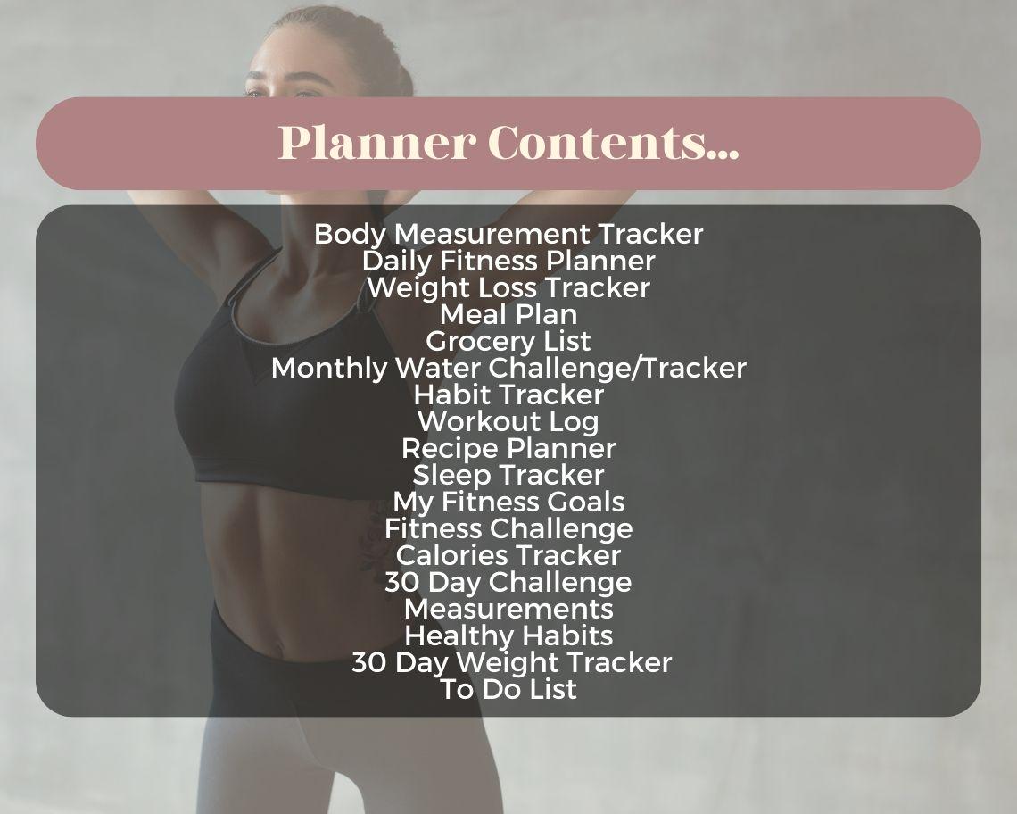 Digital Fitness Planner | Goodnotes, Ipad, Notability, Canva | Daily/Weekly/Monthly Planner | Meal Plan Health Workout & Weight Loss Tracker