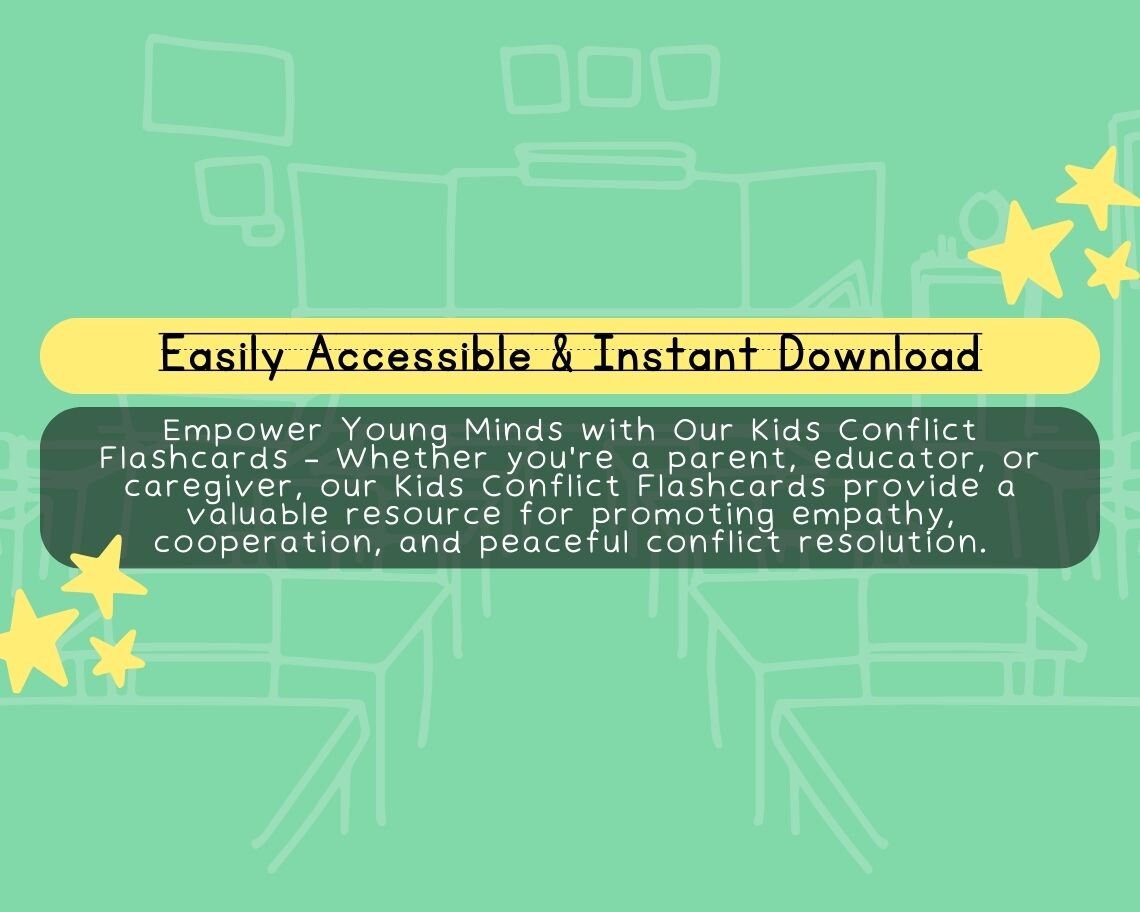 Kids Conflict Flashcards | Childrens Learning Sheet | Teach Kids & Toddlers Pages | Kids Educational Templates For Temper and Resolution