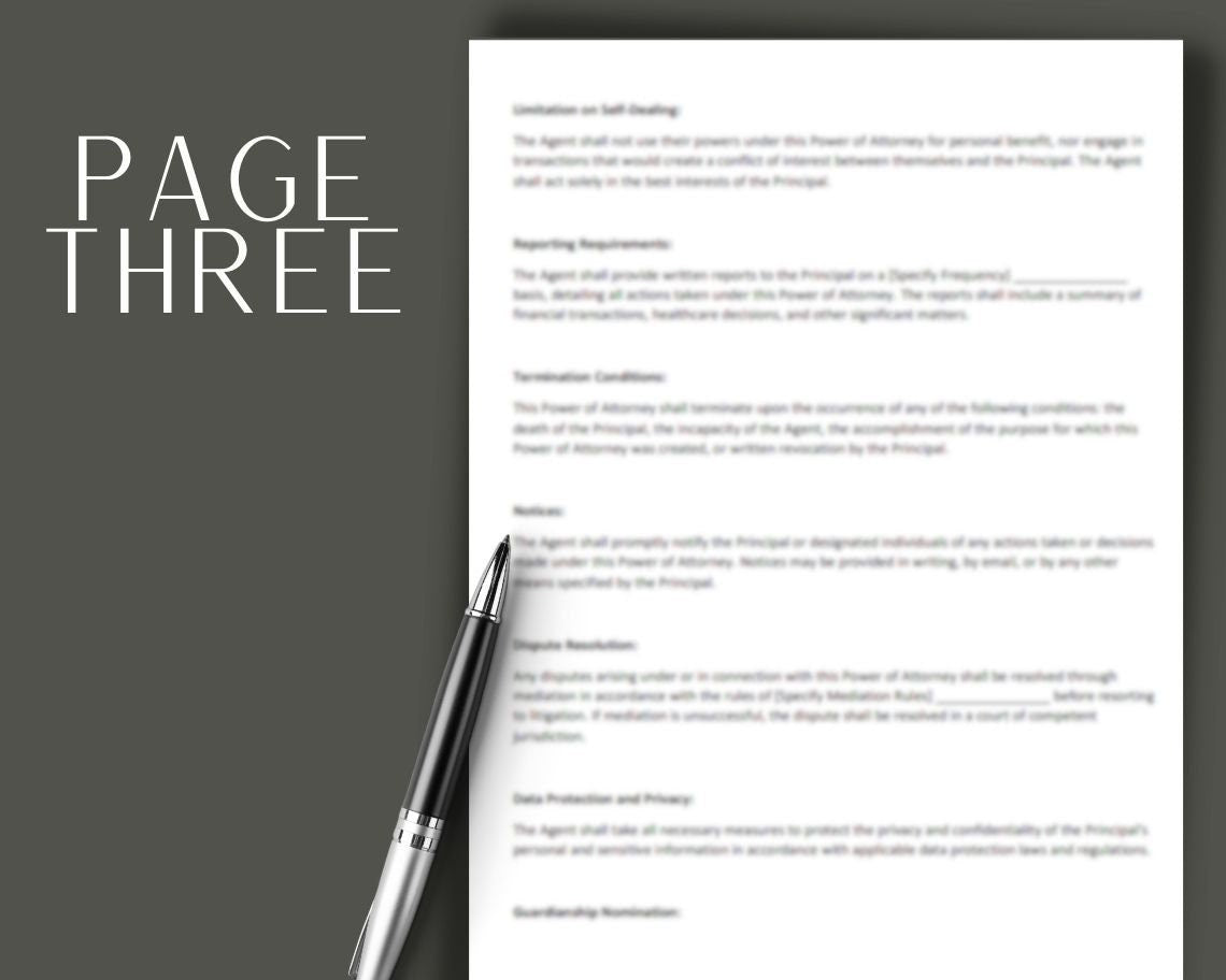 Power of Attorney POA | Legal Document Lawyer Certified Binding Contract | Save Money on Legal Fees Instant Printable Download Easy Edit