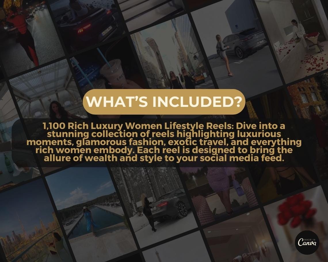 1100 Rich Luxury Women Reels | DFY Done For You Viral Clips | TikTok Instagram Reels Facebook Youtube Shorts | English Ready To Post Videos