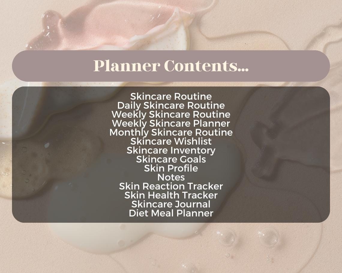 Skincare Planner | Goodnotes, Ipad, Notability, Canva | Daily/Weekly/Monthly Planner | Skin Care Routine Exfoliation Facial Beauty Tracker