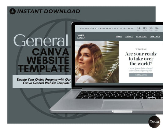 Canva General Website Template | Website Landing Page For All Your Needs | Easy One Page Web Design | Simple & Popular Website Design