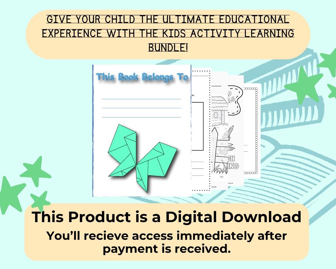 Kids Activity Learning Bundle | Children's Educational Work Books | Math Books, Work Books, Work Sheets, Origami, Word Search, Kids Planners