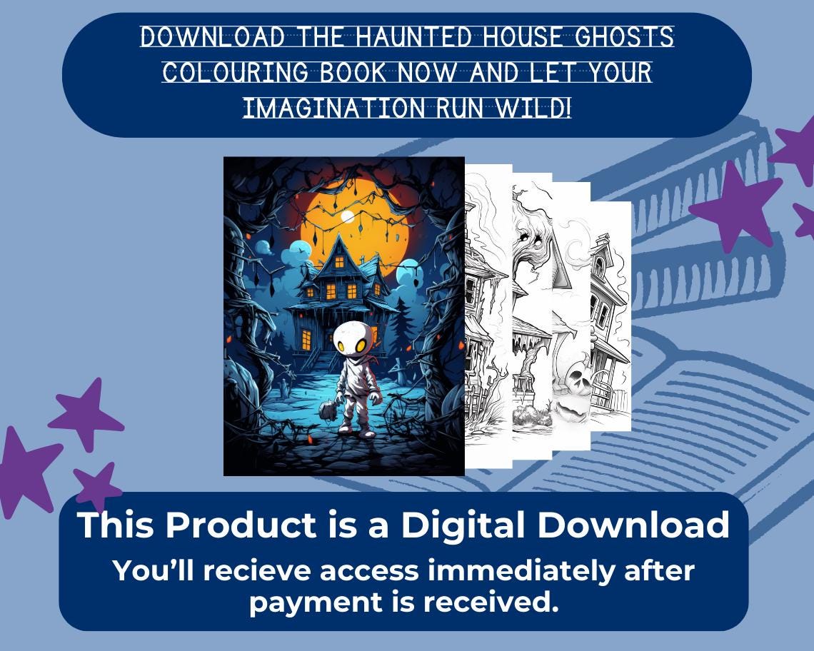 Ghosts Colouring Book | 11 Haunted House Ghosts Themed Graphic Pages | Kids & Adults Art Books | Printable Drawing Colour Sheets All Ages |