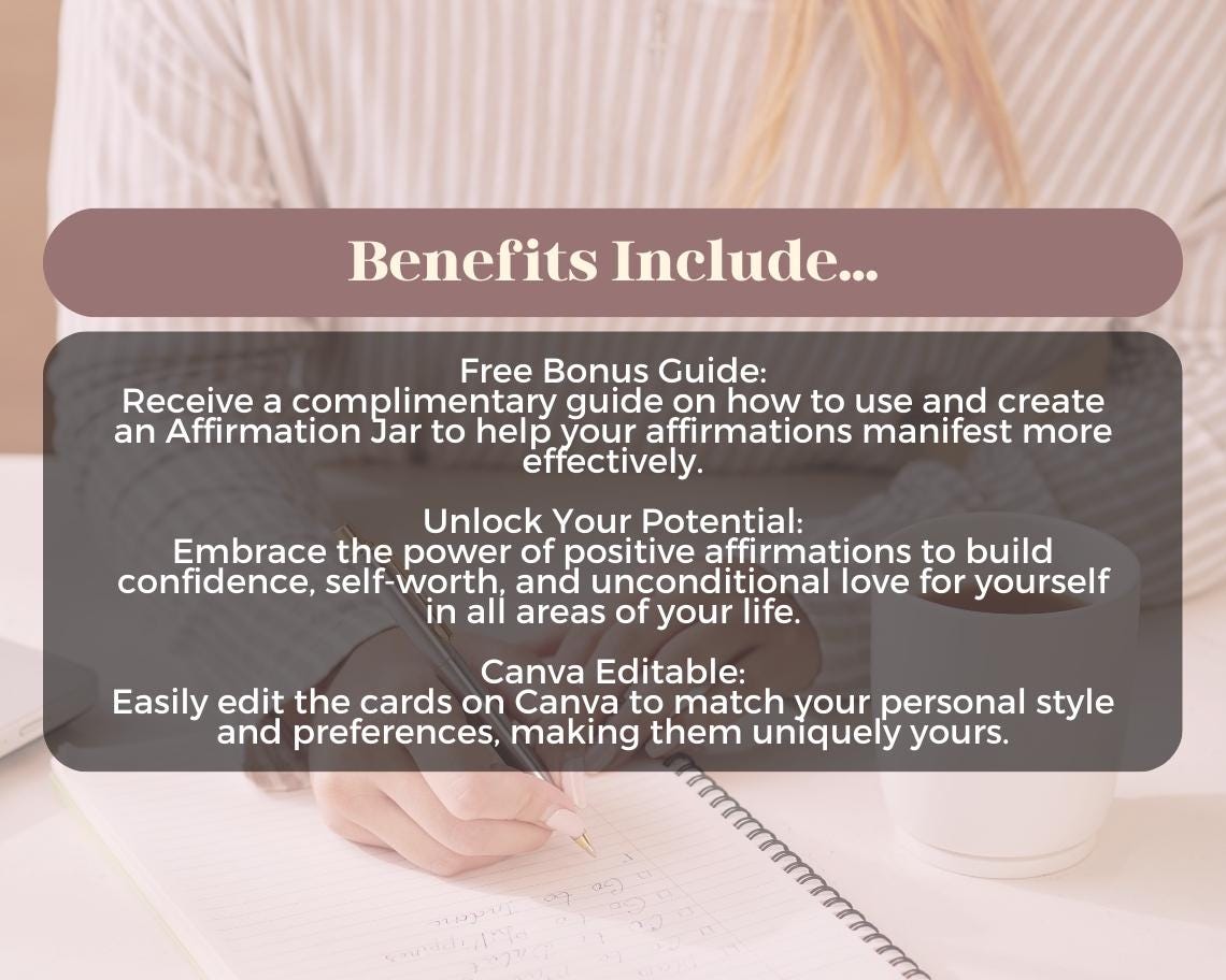 50 Worthiness Wounds Affirmation Cards | Positive Affirmations Cards | Editable Canva Graphic Cards | Minimal & Illustrated Aesthetic