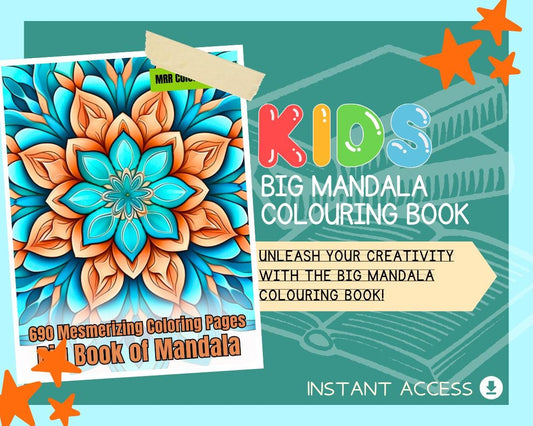 Big Mandala Colouring Book | 690 Mandala Themed Graphic Pages | Kids & Adults Art Books | Printable Drawing Colour Sheets For All Ages |