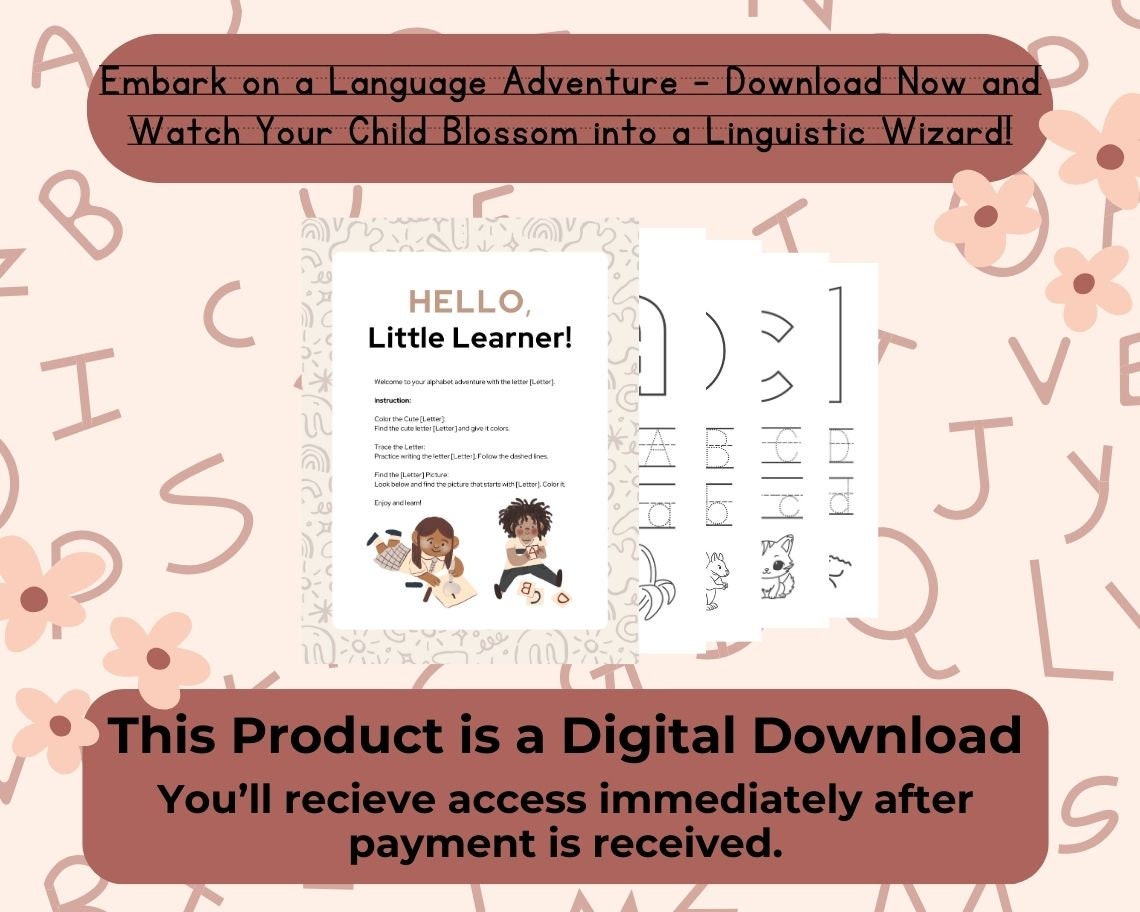 Kids Alphabet & Vocabulary  | Children's Learning Sheet | Teach Kids and Toddlers Pages | Kids Educational Templates For Learning Words