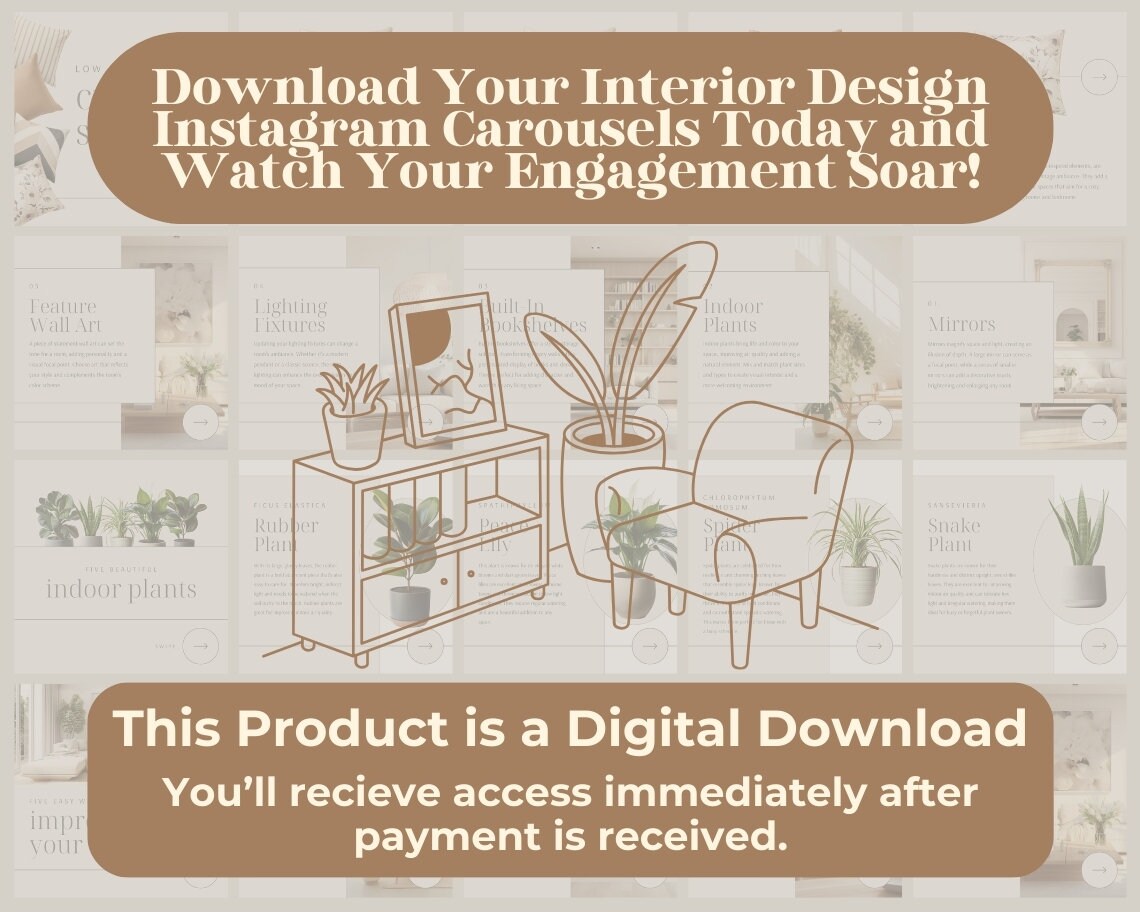 Interior Design Instagram Carousels | 25 Social Media Graphics |  Architect Insta Templates | Instagram Carousel Designs For Viral IG