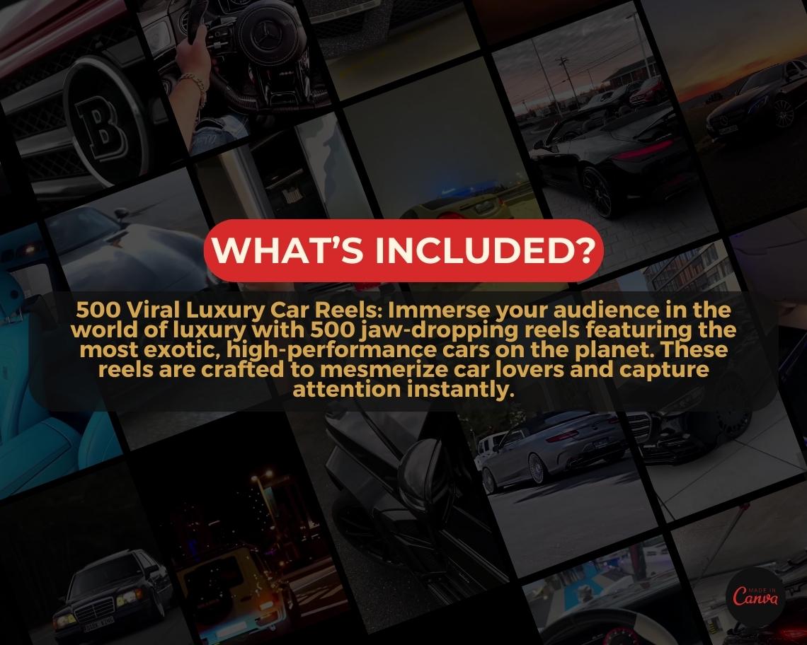 500 Luxury Car Reels | DFY Done For You Viral Reels | TikTok Instagram Reels Facebook Youtube Shorts | English Ready To Post