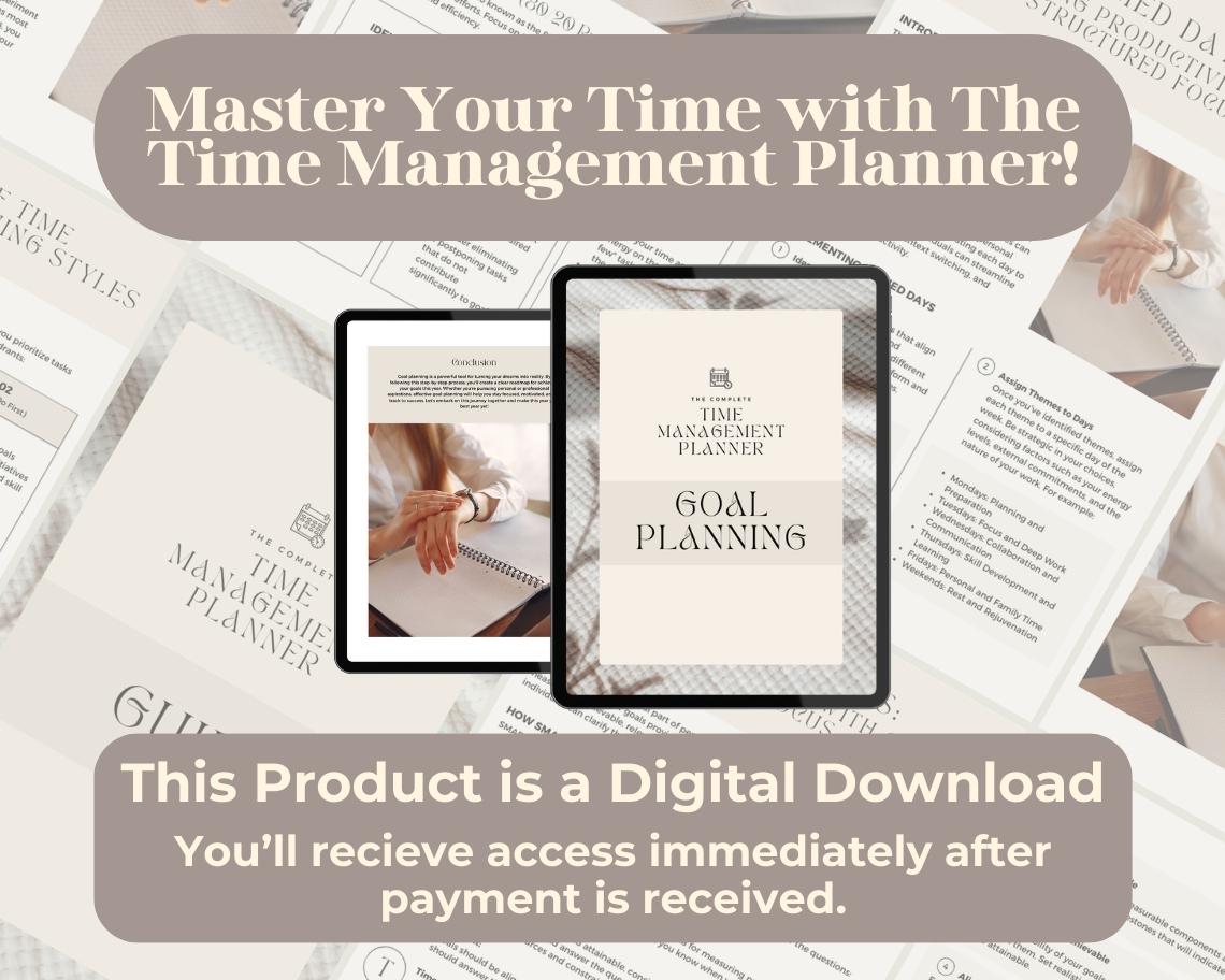 Time Management Planner | Goodnotes, Ipad, Notability, Canva | Organisation Planner | Time Organiser Tool + FREE BONUS Time Sheet