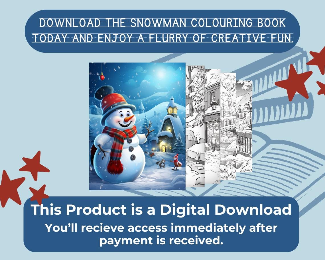 Snowman Colouring Book | 18 Winter Wonderland Themed Graphic Pages | Kids & Adults Art Books | Printable Drawing Colour Sheets All Ages |