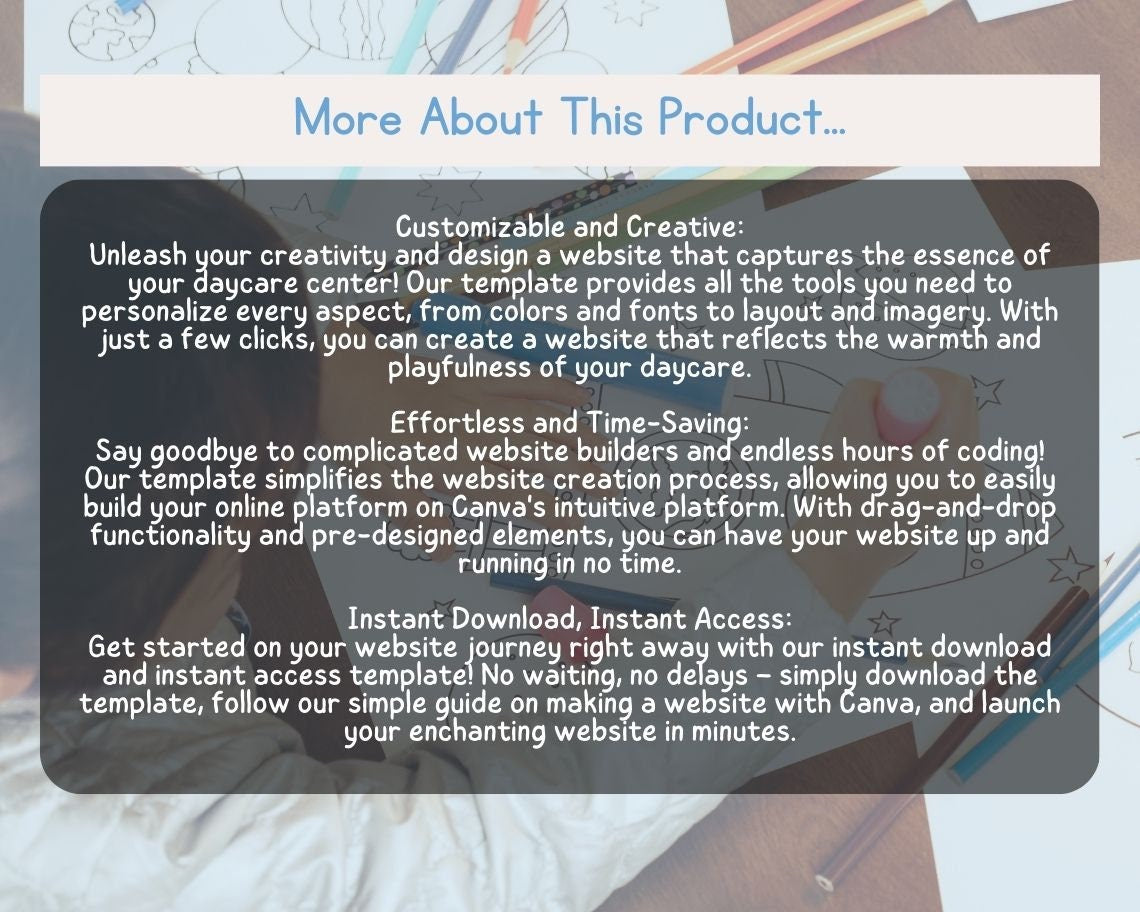 Canva Daycare Website Template | Website Landing Page For Preschool & Nursery | Easy One Page Web Design | Create a Daycare Site With Canva