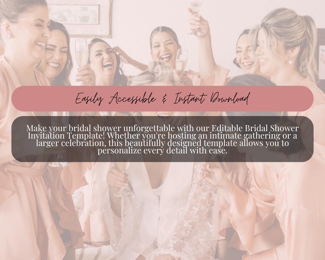 Bridal Shower Invitation Template | Editable Canva Design | Instant Download | Customizable Invitation